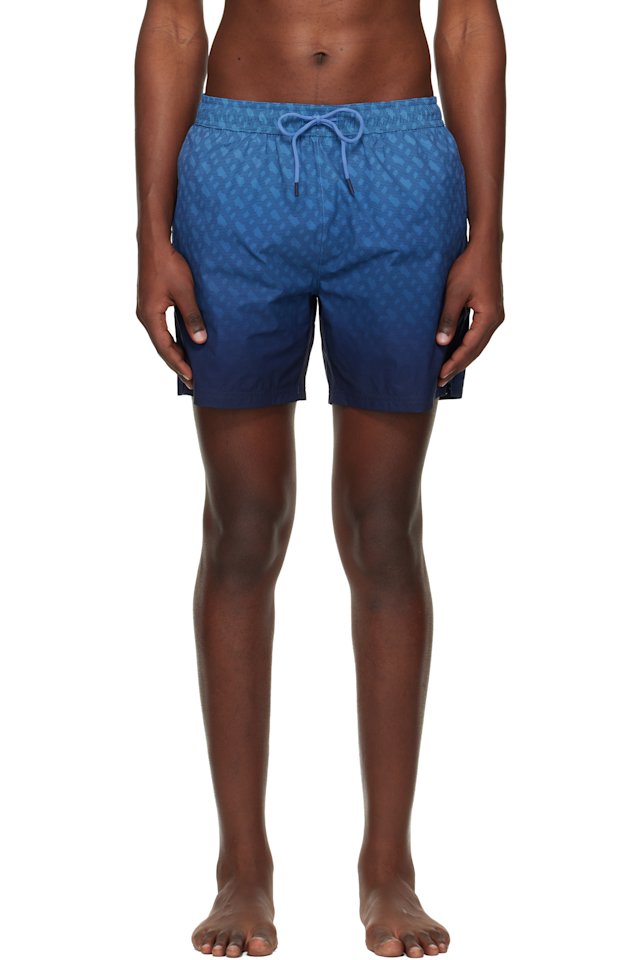 BOSS — Blue Logo-Badge Swim Shorts