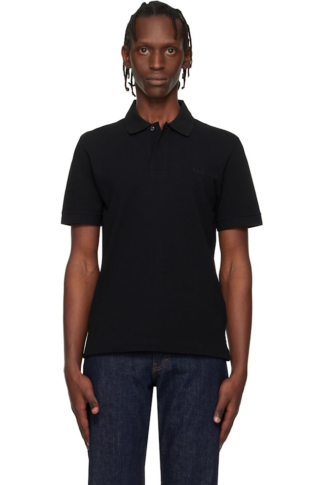 BOSS — Black Pallas Cotton Piqué Embroidered Logo Polo