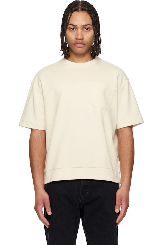 BOSS — Off-White Peached Cotton Blend T-shirt