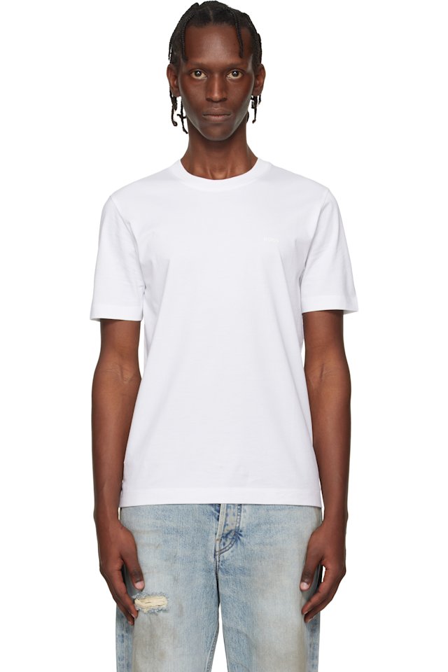 BOSS — White Logo Detail Cotton-Jersey T-shirt