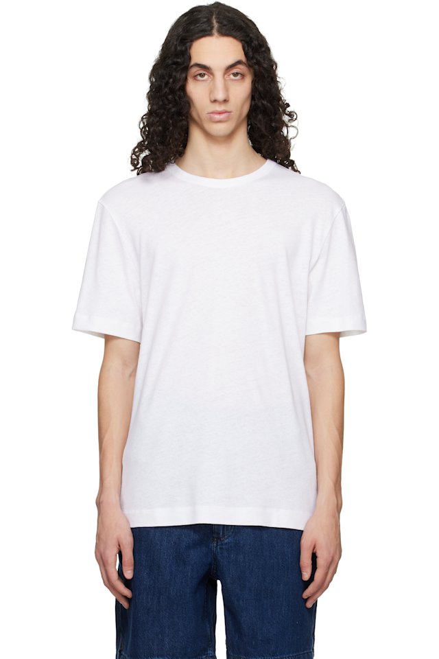 BOSS — White Cotton-Linen Regular Fit T-shirt