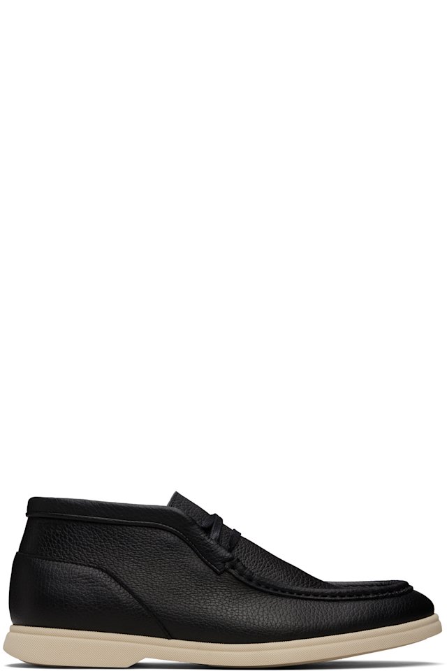 BOSS — Black Tumbled Leather Desert Boots