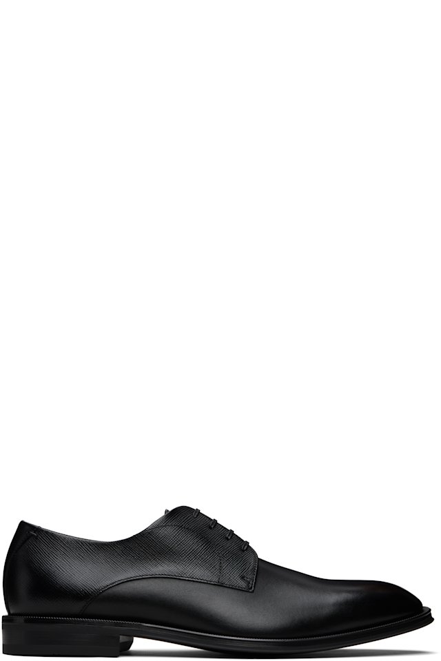 BOSS — Black Textured & Smooth Leather Derbys