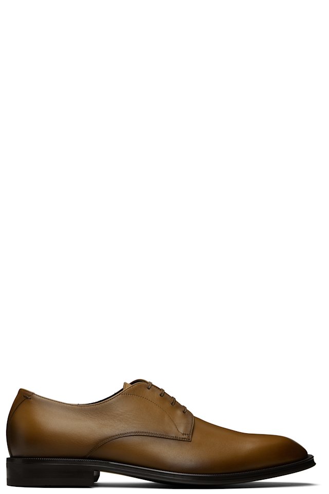 BOSS — Brown Leather Stitching-Detail Derbys