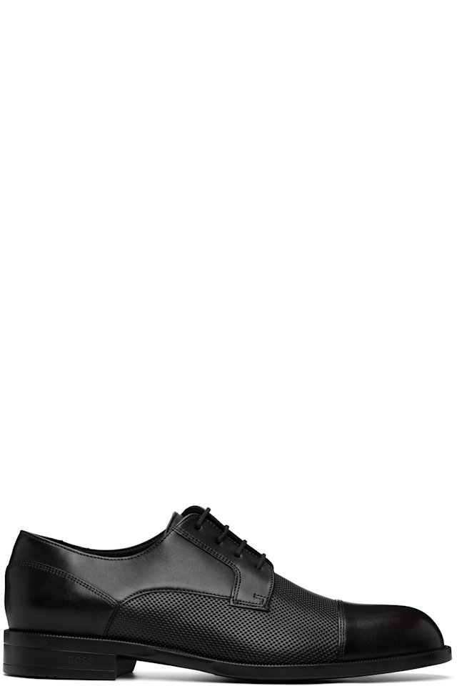 BOSS — Black Cap-Toe Leather Derbys