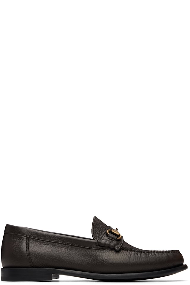 BOSS — Brown Grained Leather Loafers