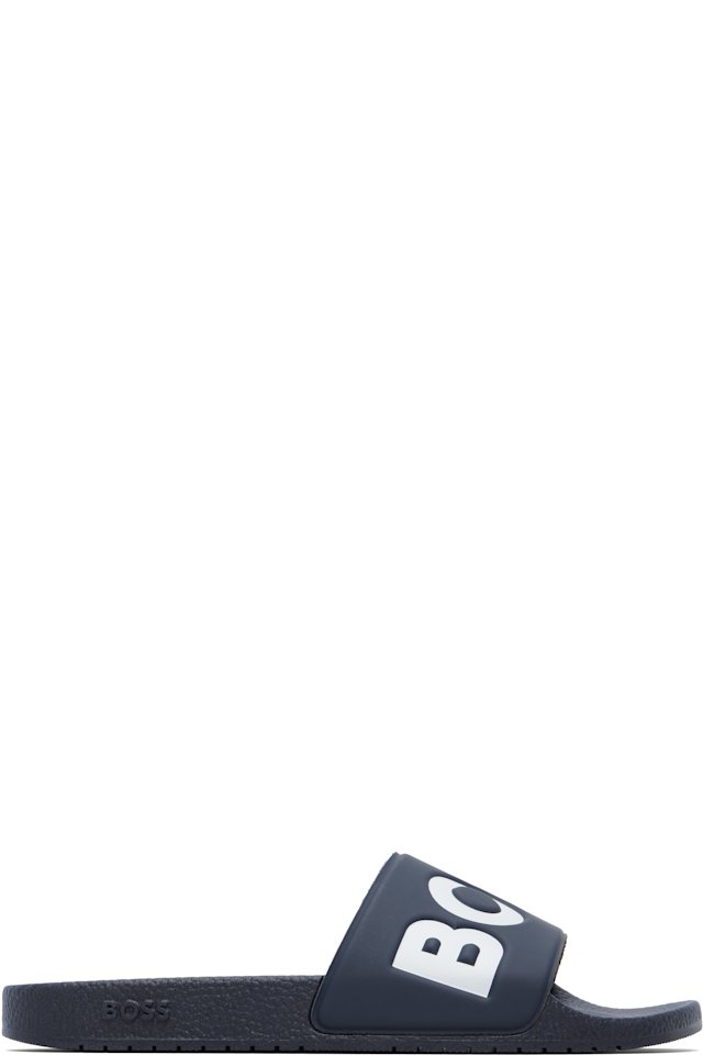 BOSS — Navy Large Logo Detail Slides