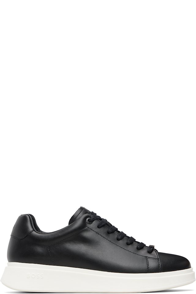 BOSS — Black Rubber-Outsole Leather Sneakers