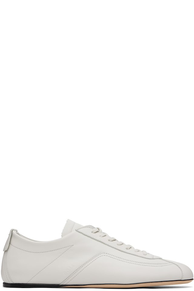 BOSS — White Debossd Logo Nappa-leather Sneakers