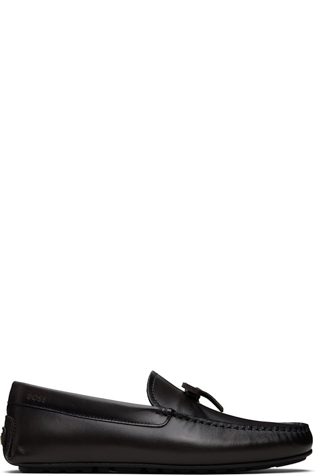 BOSS — Brown Bow-Trim Driver Loafers