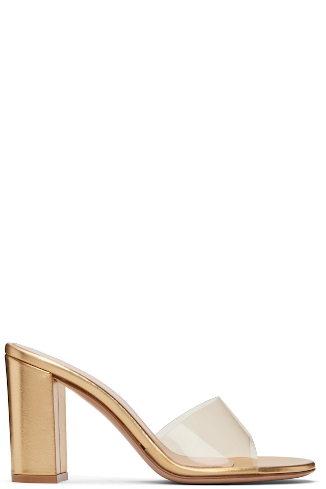 Gianvito Rossi — Gold Glass Block Heel Heeled Sandals