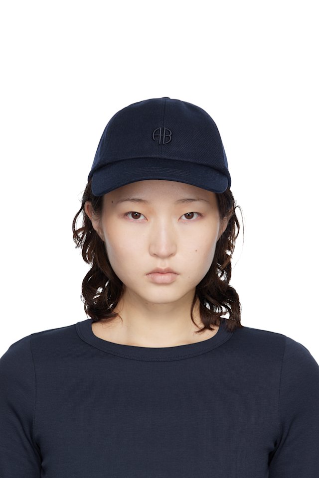 ANINE BING — Navy Wool Jeremy Baseball Cap