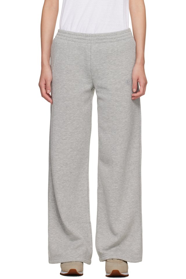 ANINE BING — Gray Kacey Monogram Sweatpants