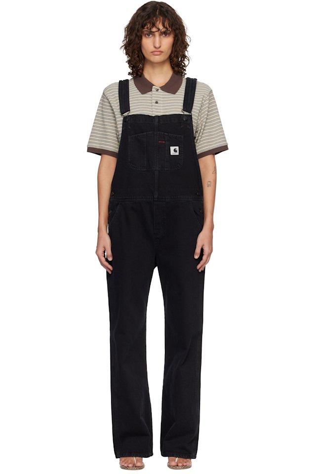 Carhartt Work In Progress — Black Bib Straight Denim Overalls