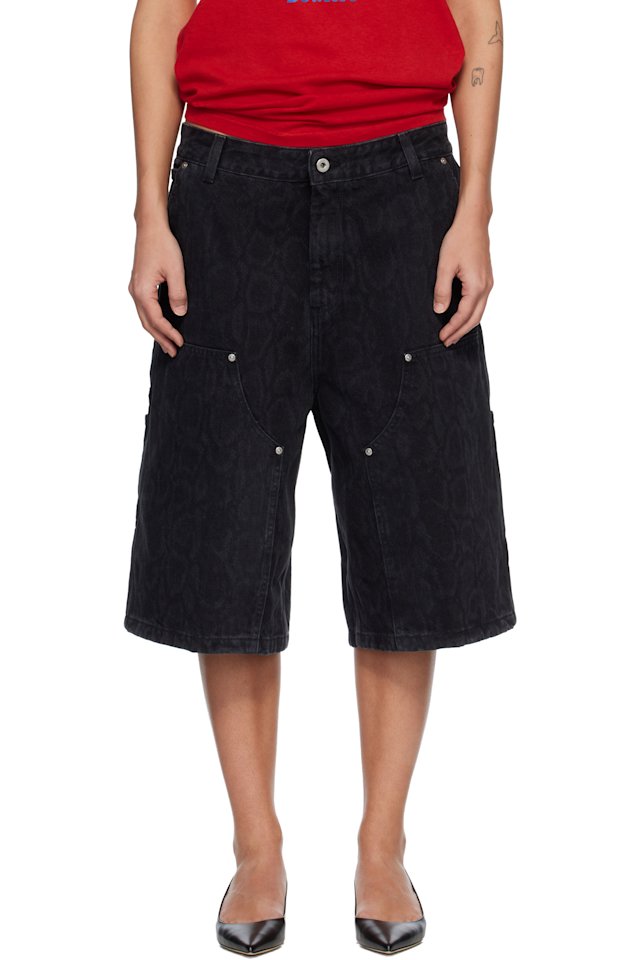 Carhartt Work In Progress — Black Snake Nixon Double Knee Denim Shorts