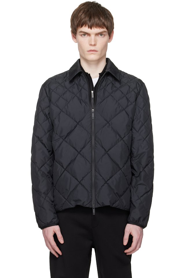 Moncler — Black Atria Diamond-Quilted Shirt Down Jacket