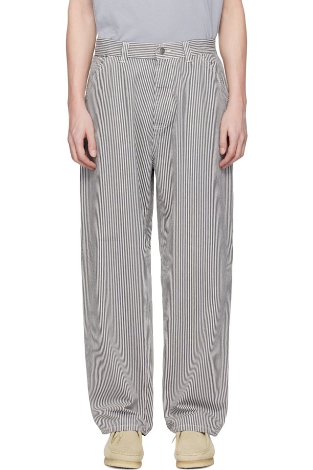 Carhartt Work In Progress — Gray & White Mercer Stripe Single Knee Trousers