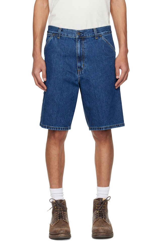 Carhartt Work In Progress — Blue Single Knee Denim Shorts