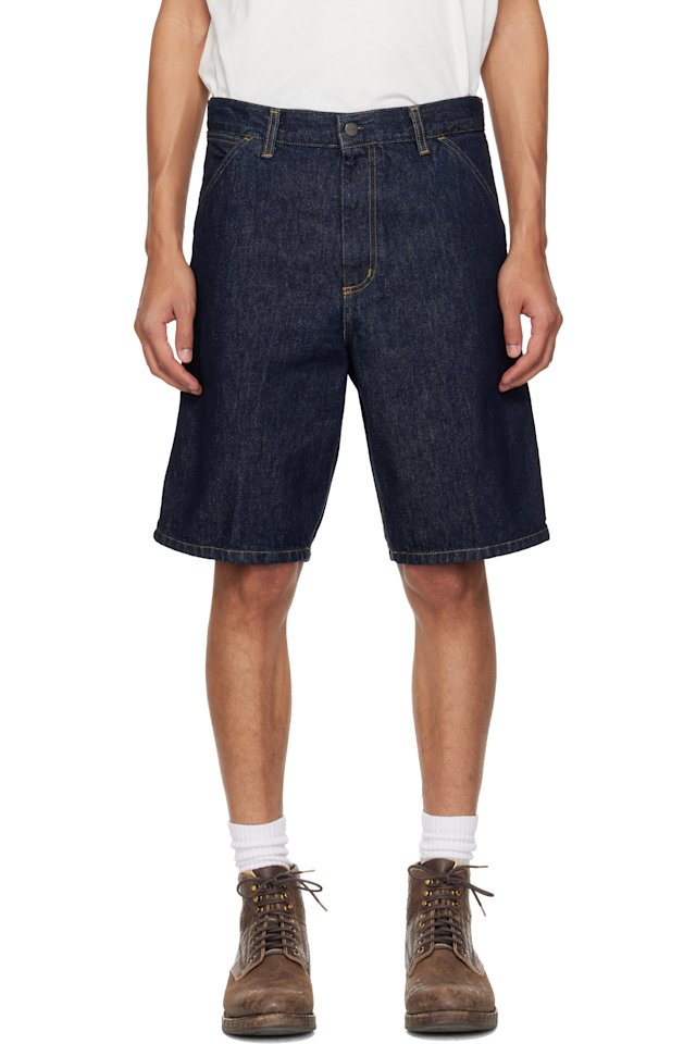 Carhartt Work In Progress — Blue Single Knee Denim Shorts