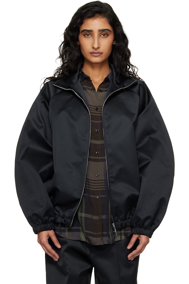 The Frankie Shop — Black Baxter Satin Track Jacket