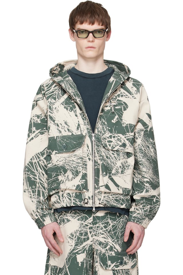 Reese Cooper — Khaki & Off-White Duck Canvas Hooded Cargo Jacket