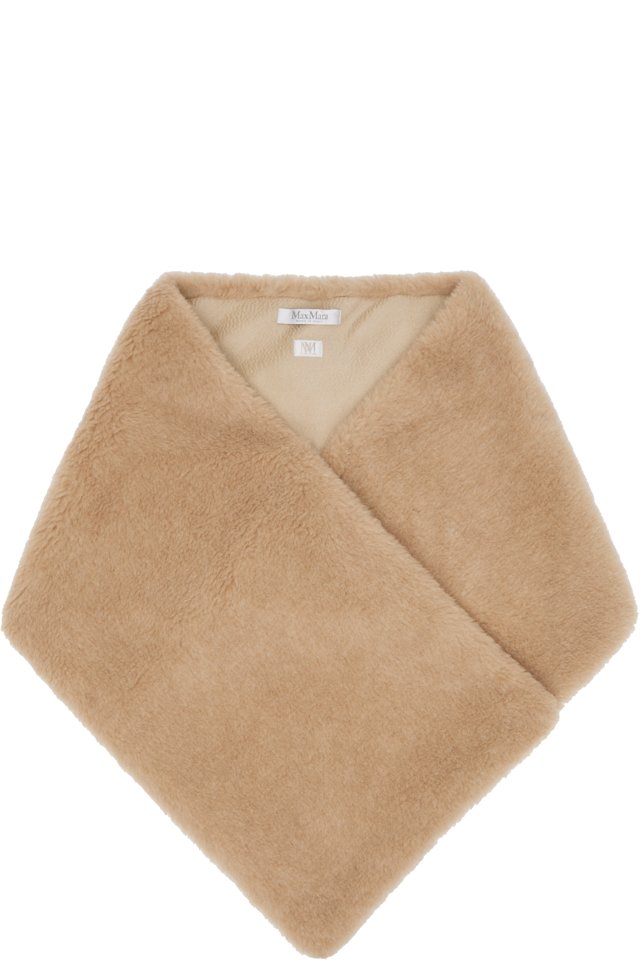 Max Mara — Beige Alpaca & Cashmere Teddy Stole Scarf