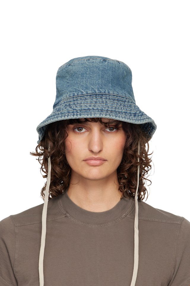 Rick Owens DRKSHDW — Blue Temple Gilligan Denim Bucket Hat