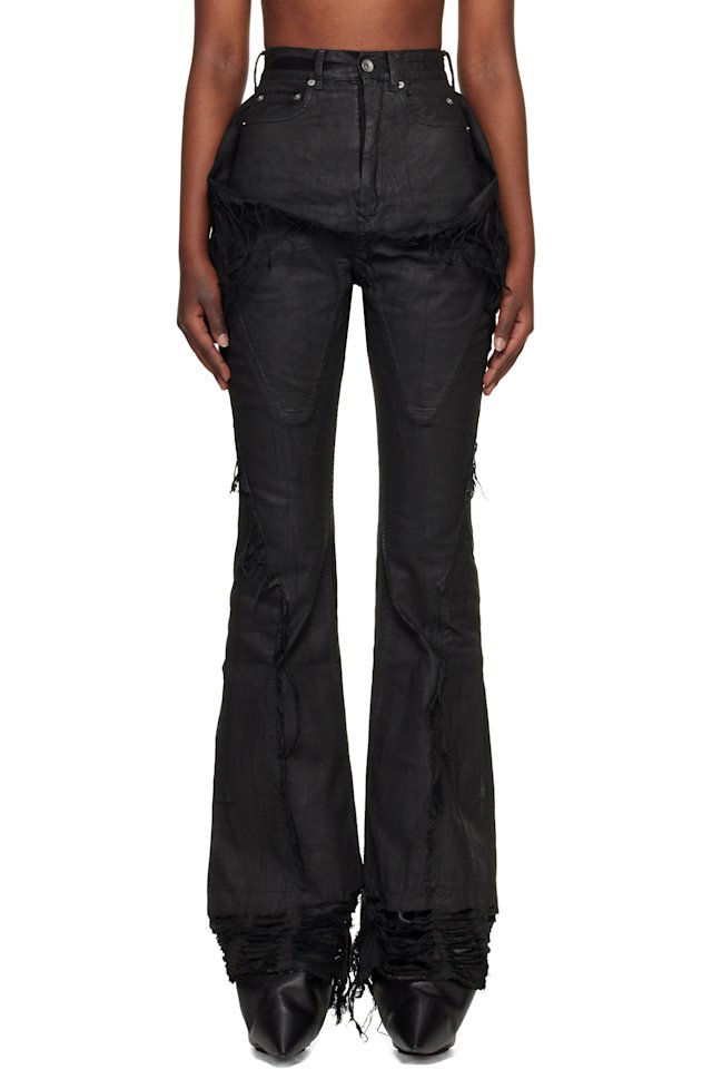 Rick Owens DRKSHDW — Black Temple Slivered Bootcut Jeans