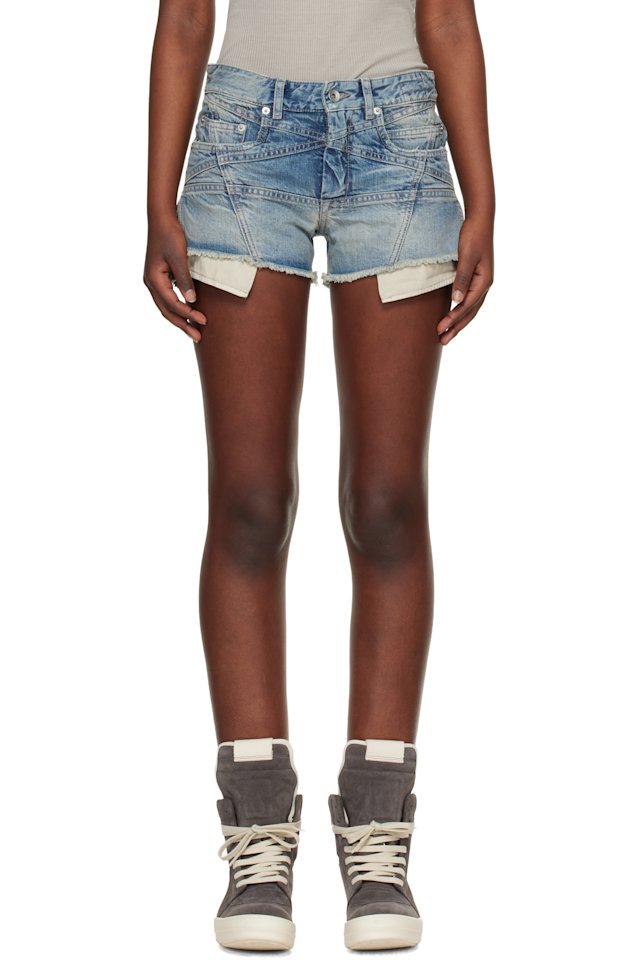 Rick Owens DRKSHDW — Blue Temple Lana Cut Off Denim Shorts