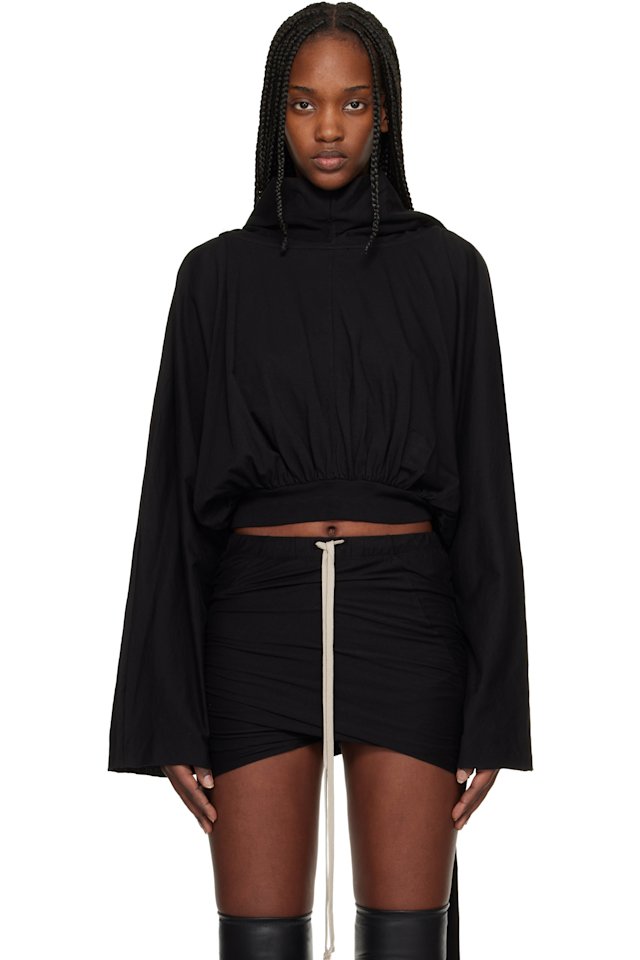 Rick Owens DRKSHDW — Black Temple Cropped Hoodie