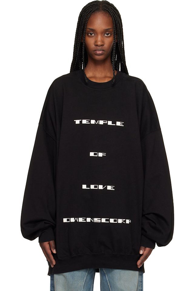 Rick Owens DRKSHDW — Black Temple Hun Crewneck Sweatshirt