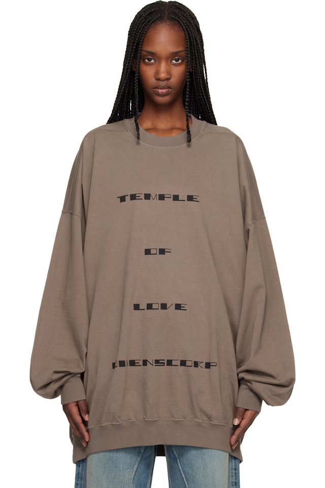 Rick Owens DRKSHDW — Gray Temple Hun Crewneck Sweatshirt