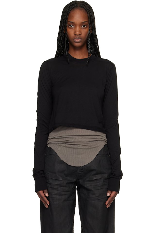 Rick Owens DRKSHDW — Black Temple Cropped Level LS T-shirt