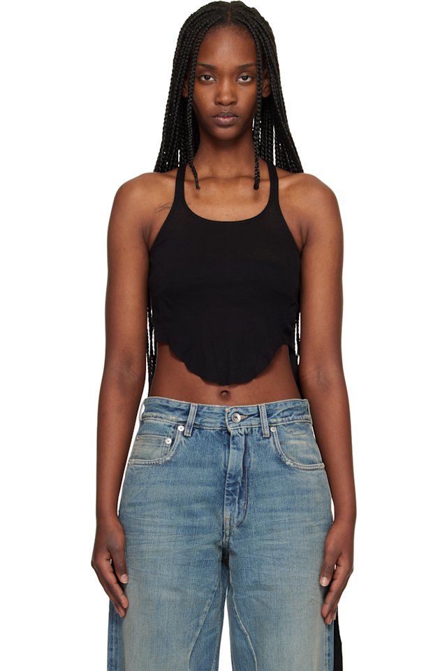 Rick Owens DRKSHDW — Black Temple Basic Cropped Tank Top