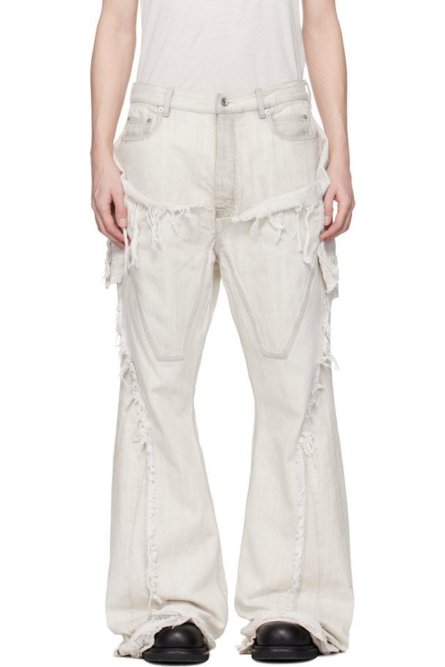 Rick Owens DRKSHDW — Off-White Temple Slivered Bootcut Jeans