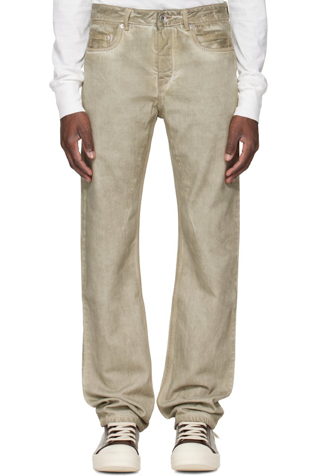 Rick Owens DRKSHDW — Beige Temple Fog Cut Jeans