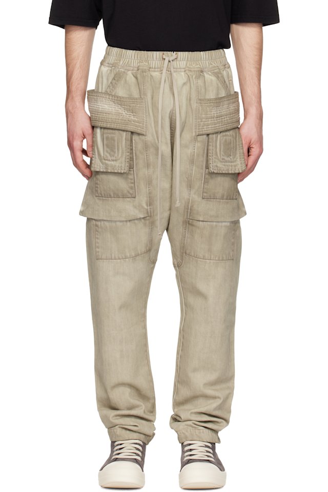 Rick Owens DRKSHDW — Beige Temple Creatch Denim Cargo Pants