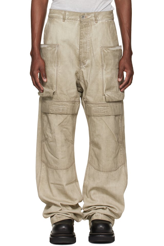 Rick Owens DRKSHDW — Beige Temple Stefan Denim Cargo Pants