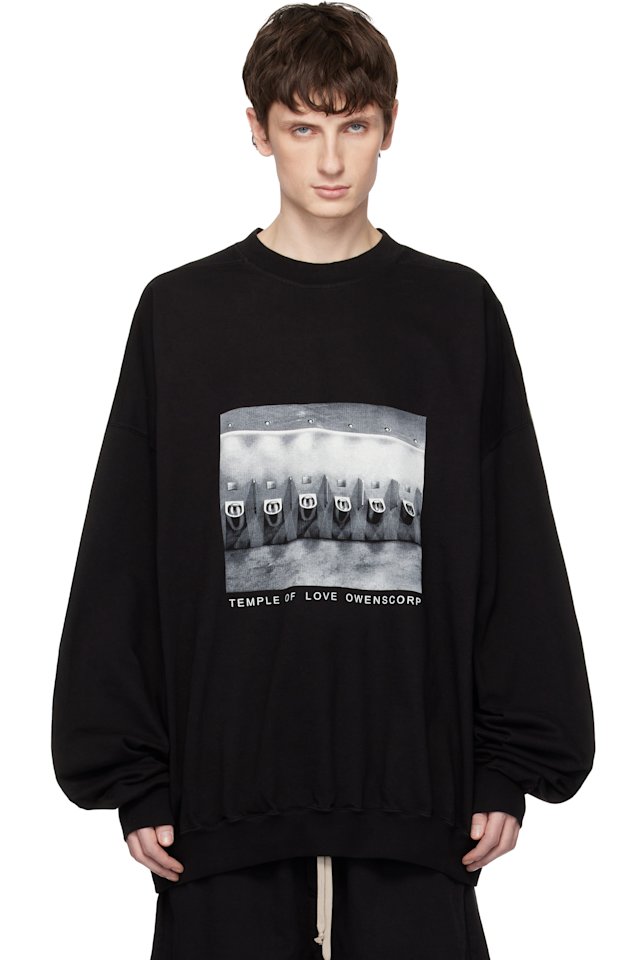 Rick Owens DRKSHDW — Black Temple Hun Crewneck Sweatshirt