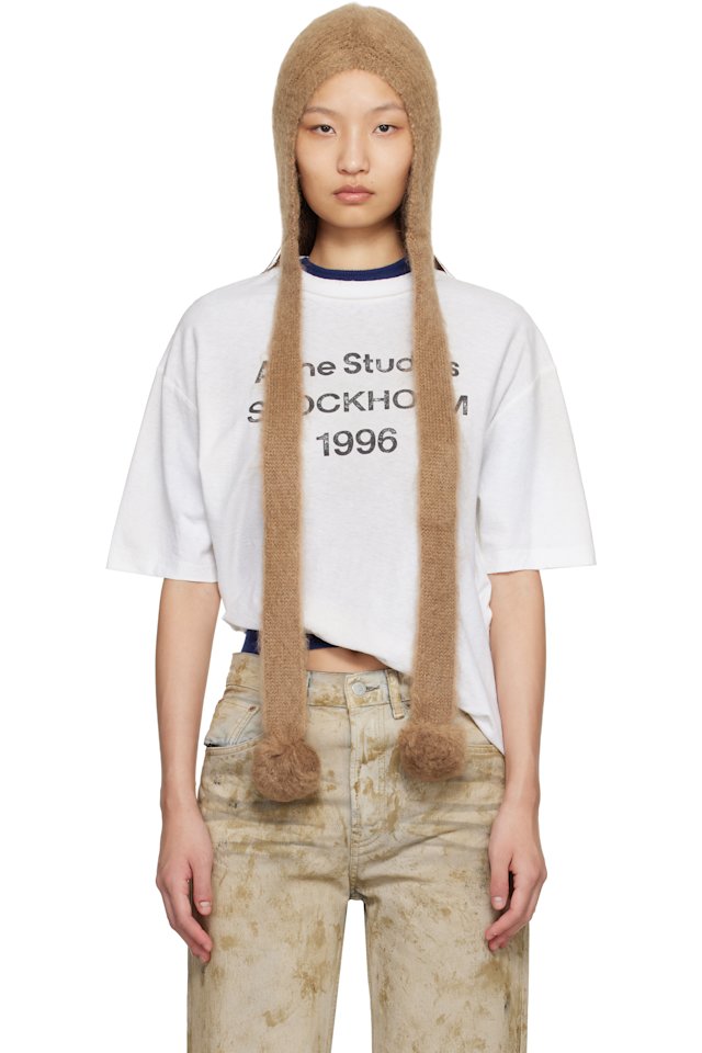 Acne Studios — Tan Mohair Earflap Hood