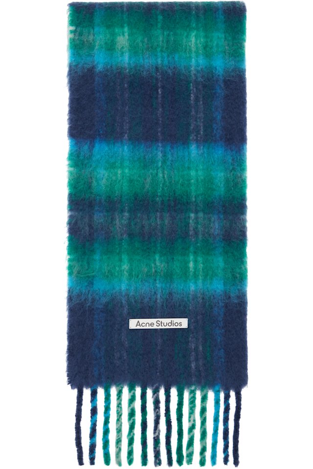 Acne Studios — Blue & Green Mohair Check Scarf