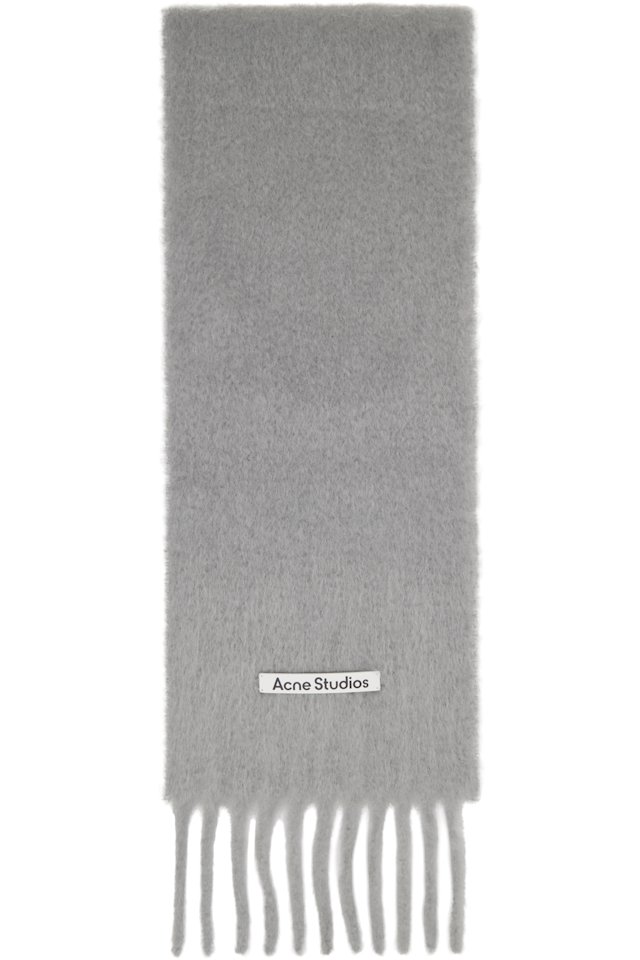 Acne Studios — Gray Mohair Logo Scarf