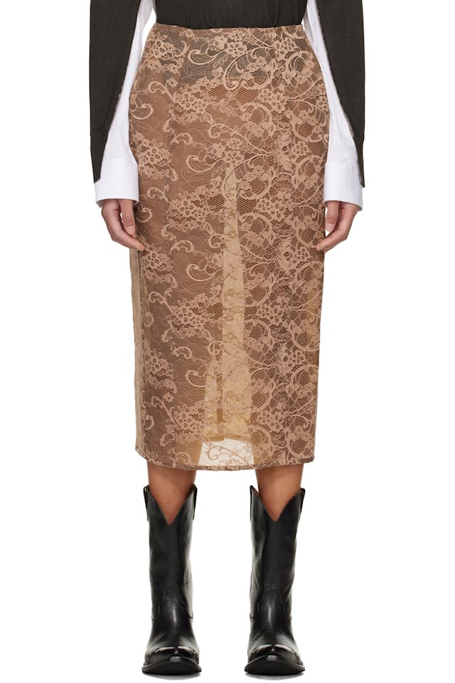 Acne Studios — Brown Lace Midi Skirt