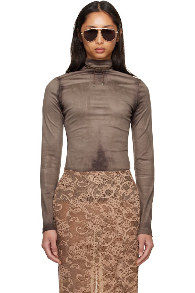 Acne Studios — Gray Printed Faux-Suede Top