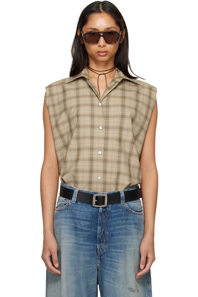 Acne Studios — Beige Check Button-Up Vest