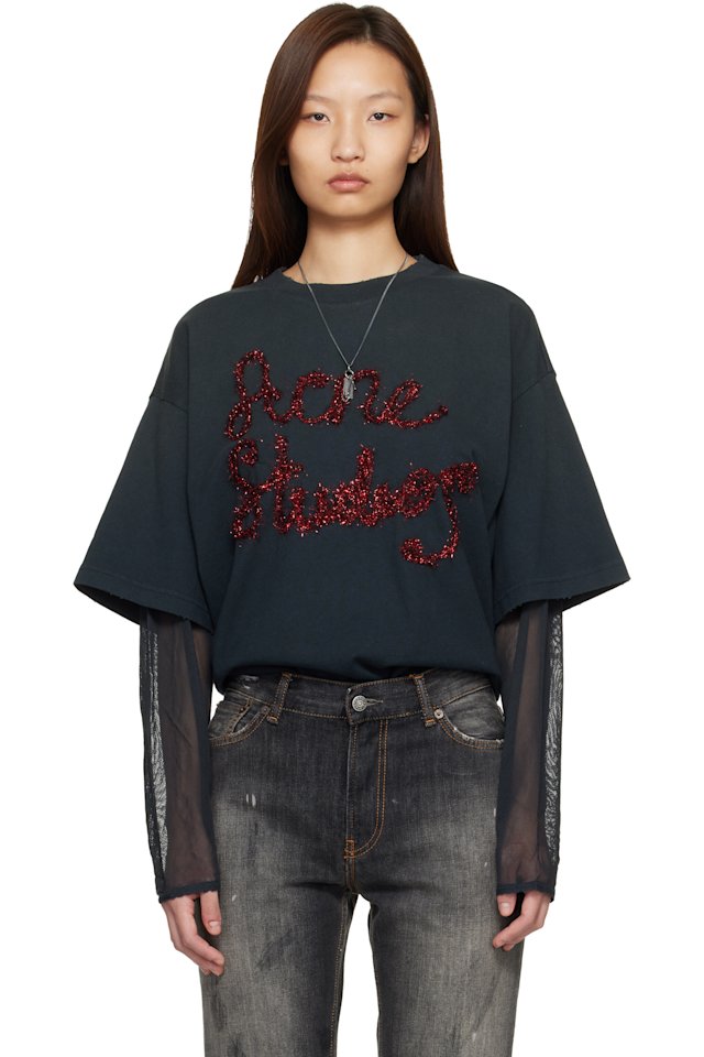 Acne Studios — Gray Layered Logo T-shirt
