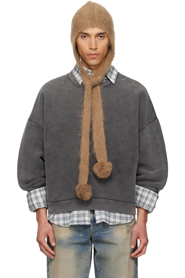 Acne Studios — Tan Mohair Earflap Hood
