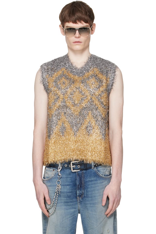 Acne Studios — Gray Metallic Knit Vest