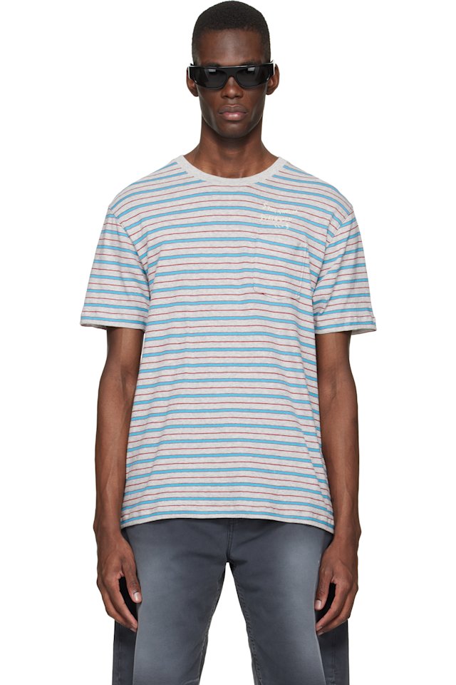 Stockholm (Surfboard) Club — Gray & Blue Striped T-shirt