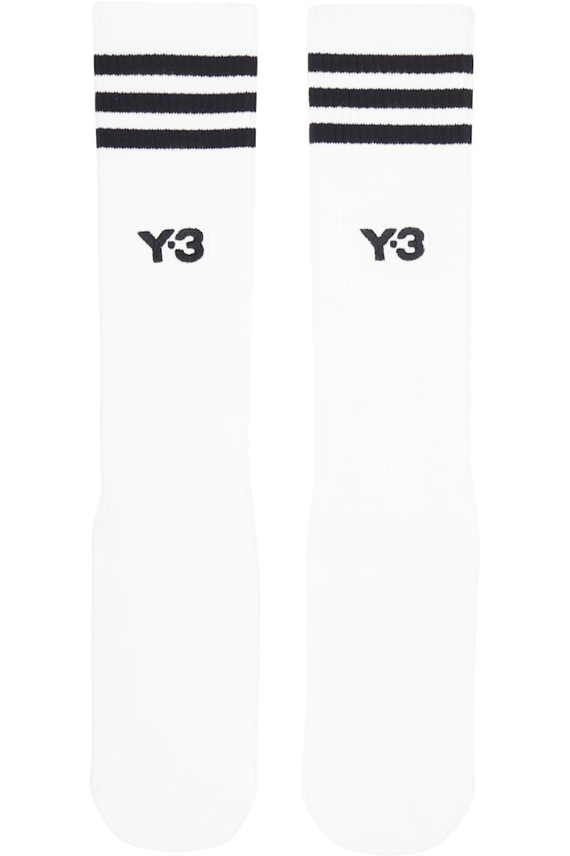Y-3 — White Stripes High Socks